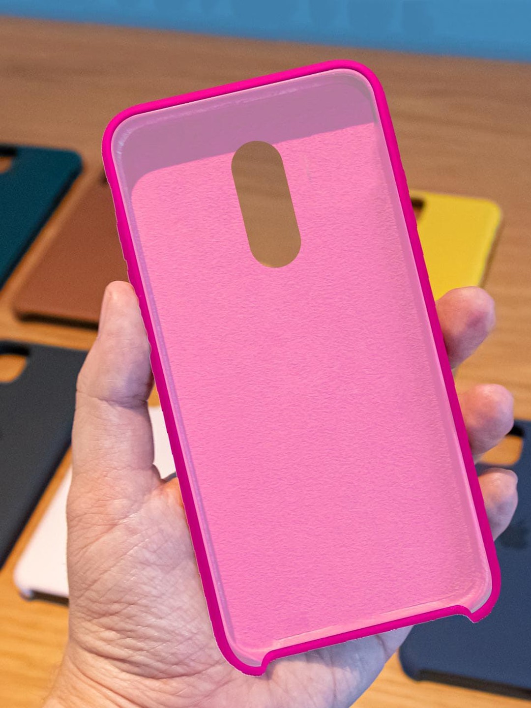 

macmerise Pink Solid Silicone OnePlus 7 Back Case