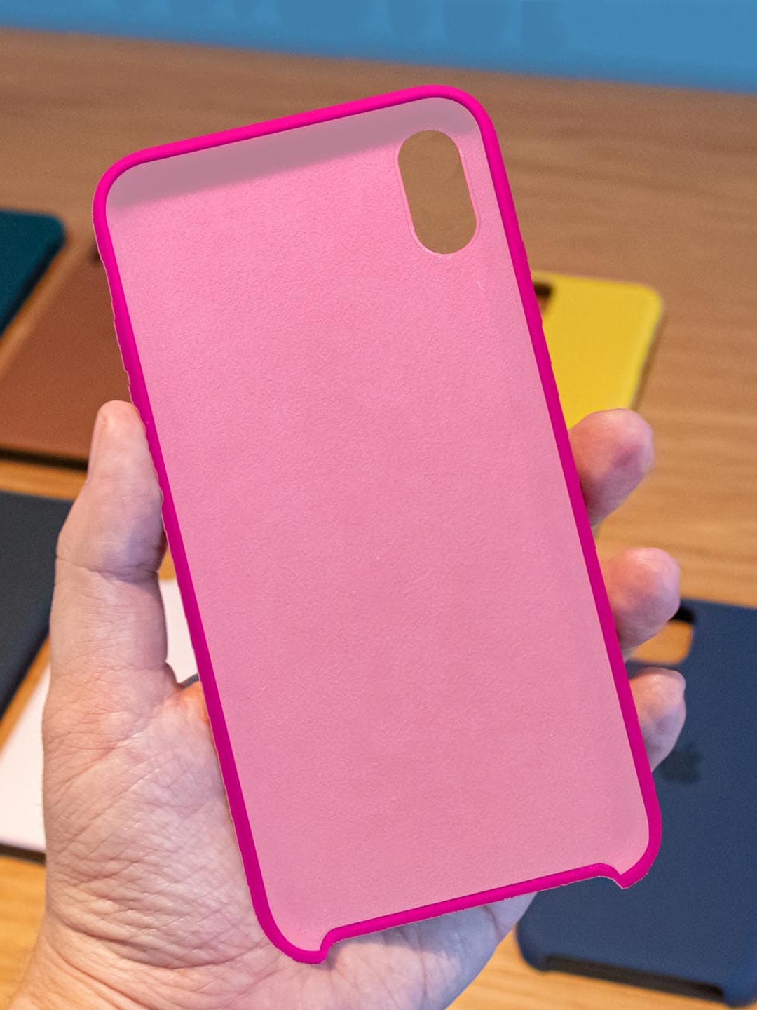

macmerise Fuchsia-Pink Solid iPhone XS Silicone Phone Back Case