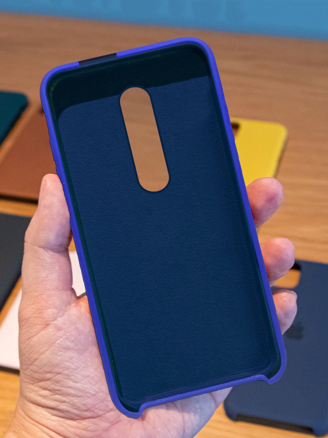 

macmerise Blue Solid Silicone OnePlus 7 Pro Back Case