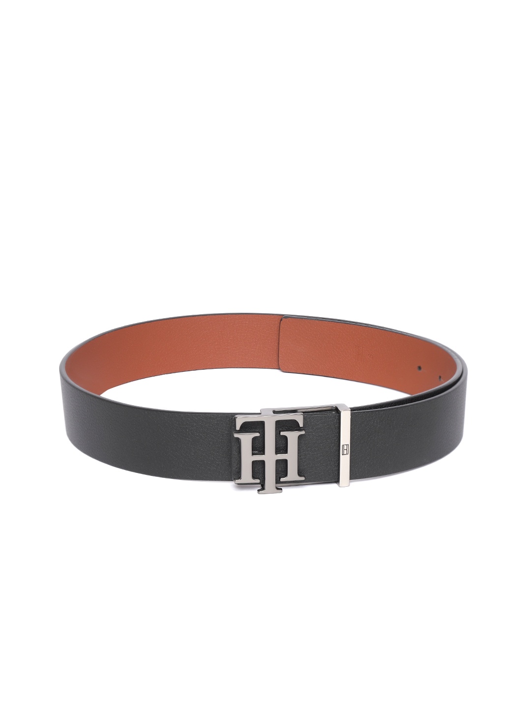 

Tommy Hilfiger Men Black Textured Reversible Leather Belt