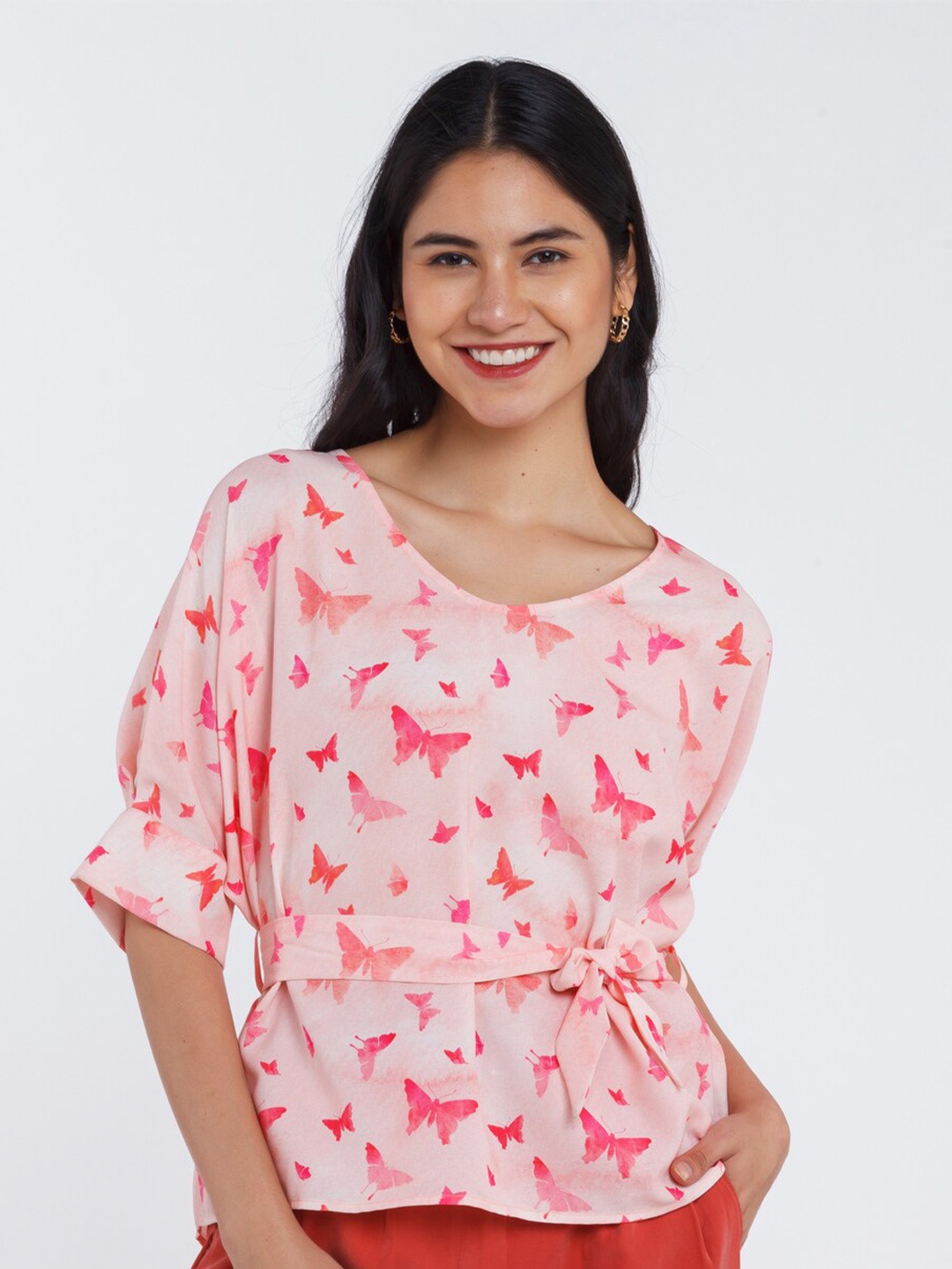 

Zink London women Pink Floral Printed Top