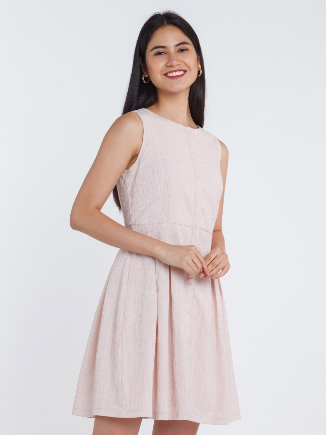

Zink London Women Pink A-Line Short Dress