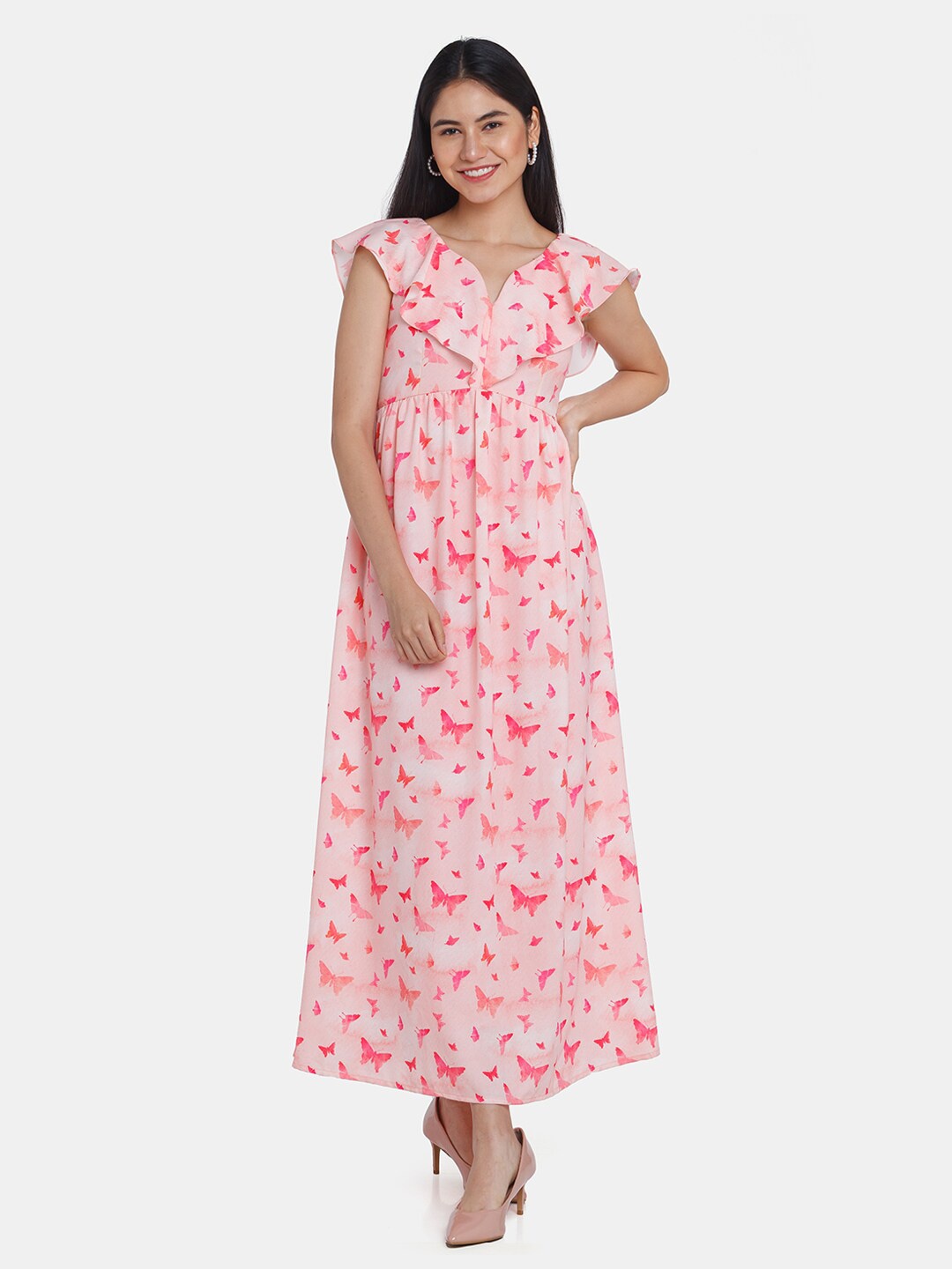 

Zink London Pink Floral Maxi Dress