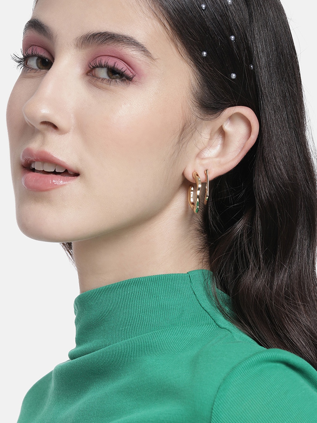 

DressBerry Set of 3 Hoop Earrings, Gold