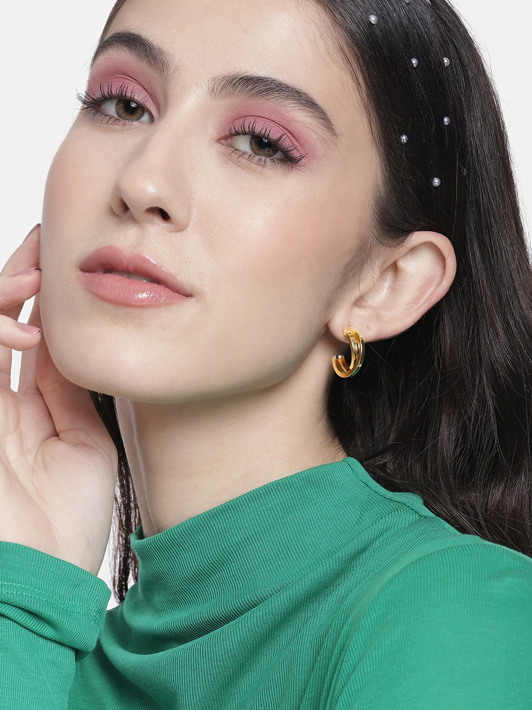 

DressBerry Set of 3 Hoop Earrings, Gold