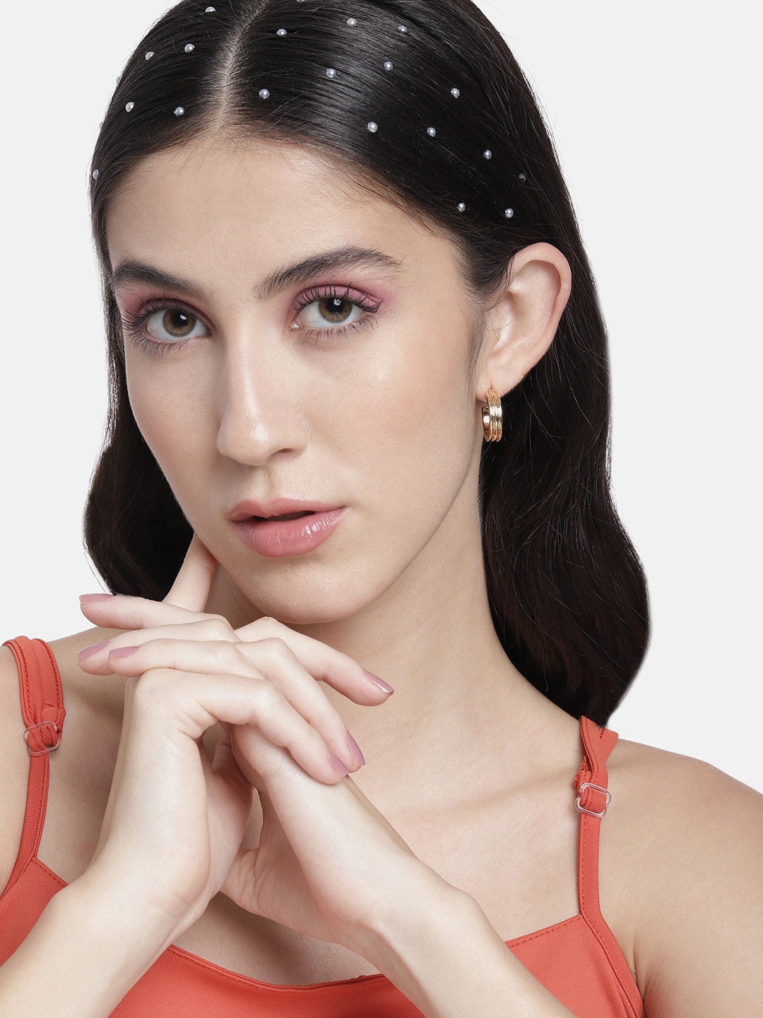 

DressBerry Gold-Toned Circular Half Hoop Earrings