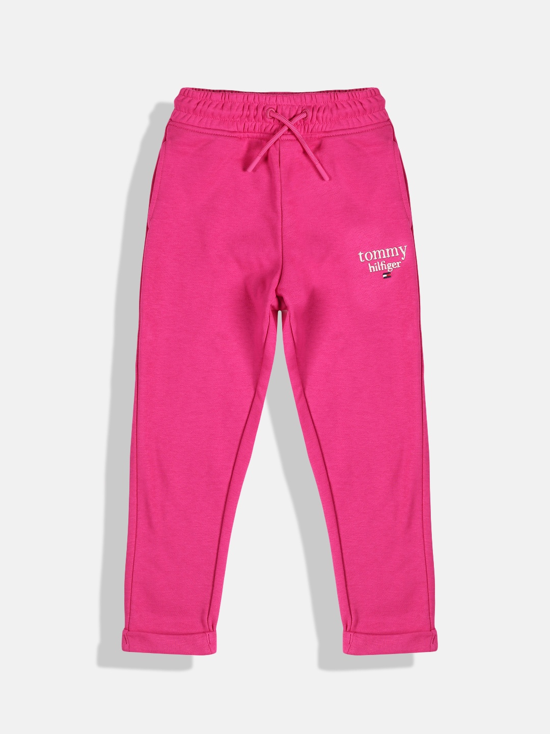 

Tommy Hilfiger Girls Brand Logo Printed Pure Cotton Track Pants, Pink