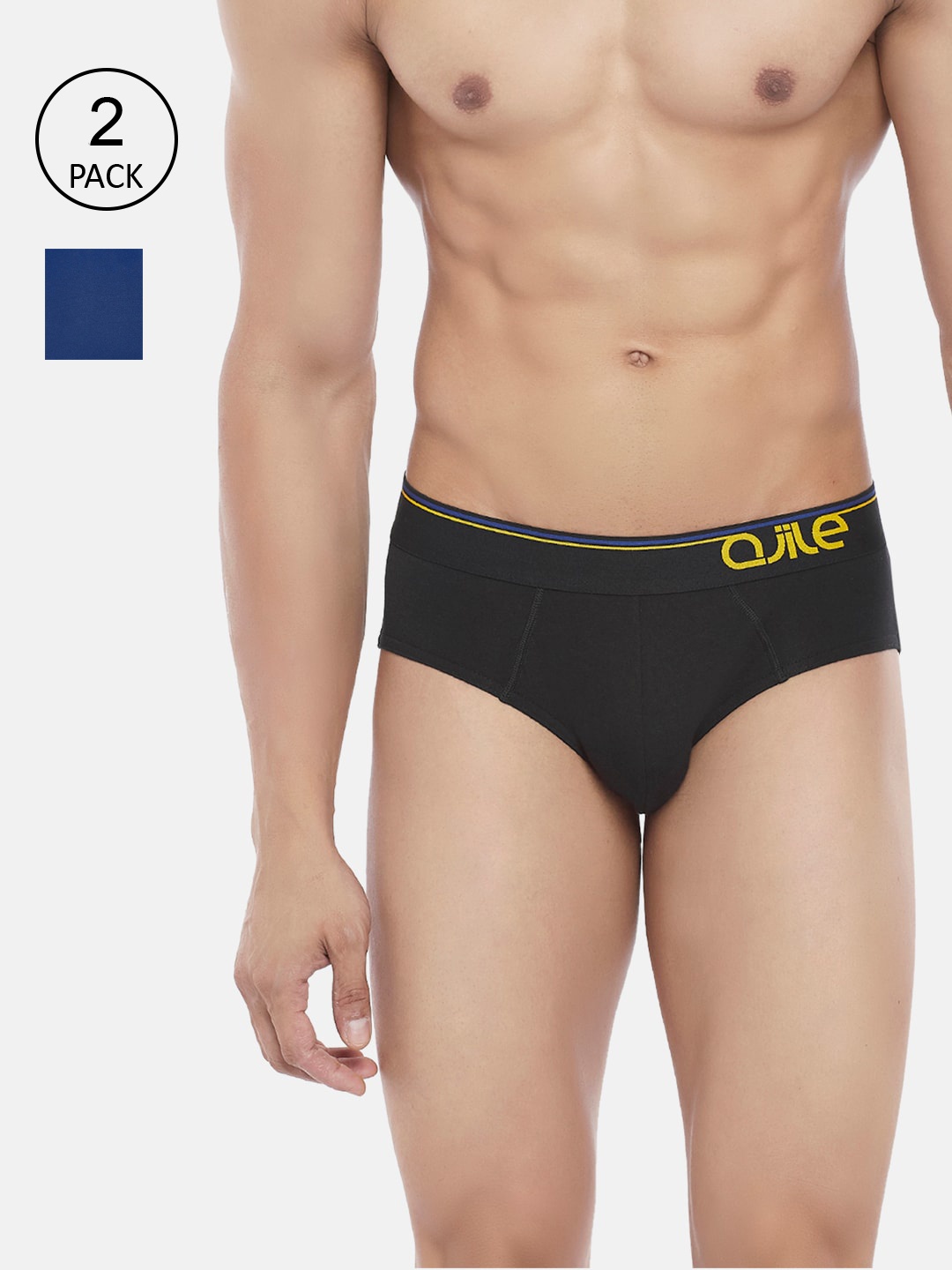 

Ajile by Pantaloons Men Pack of 2 Black & Blue Solid Basic Briefs