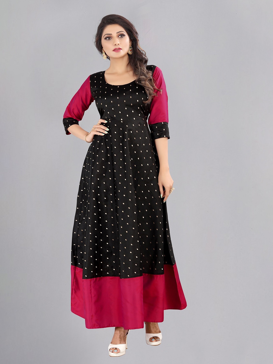 

Atsevam Black Ethnic Motifs Jacquard Ethnic Maxi Dress