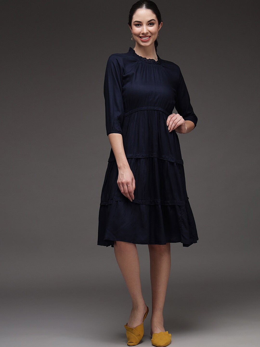 

Spera Navy Blue Layered Empire Dress