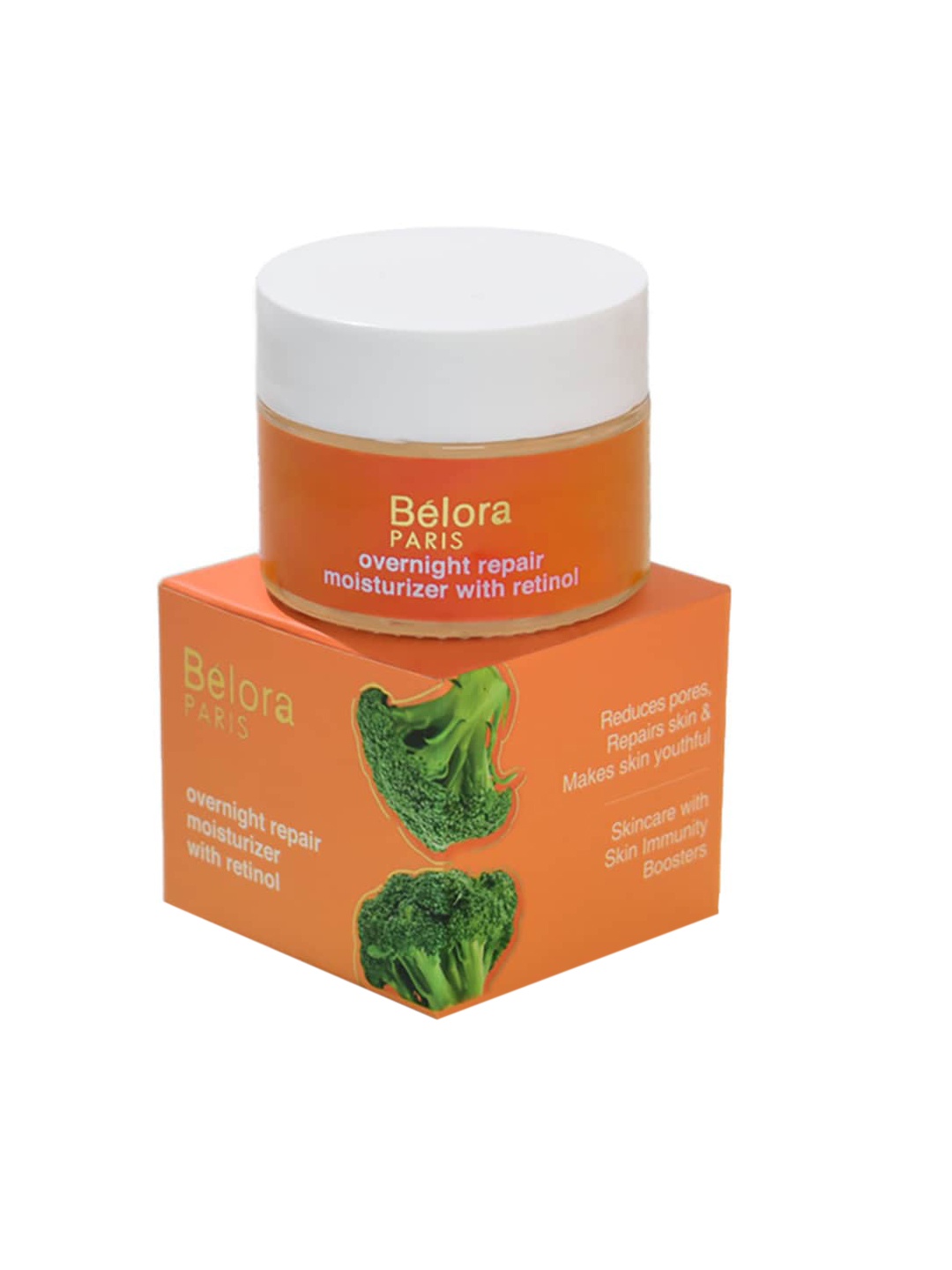 

Belora Paris Overnight Repair Moisturizer with Retinol & Vitamin B5 for Youthful Skin-50ml, Orange