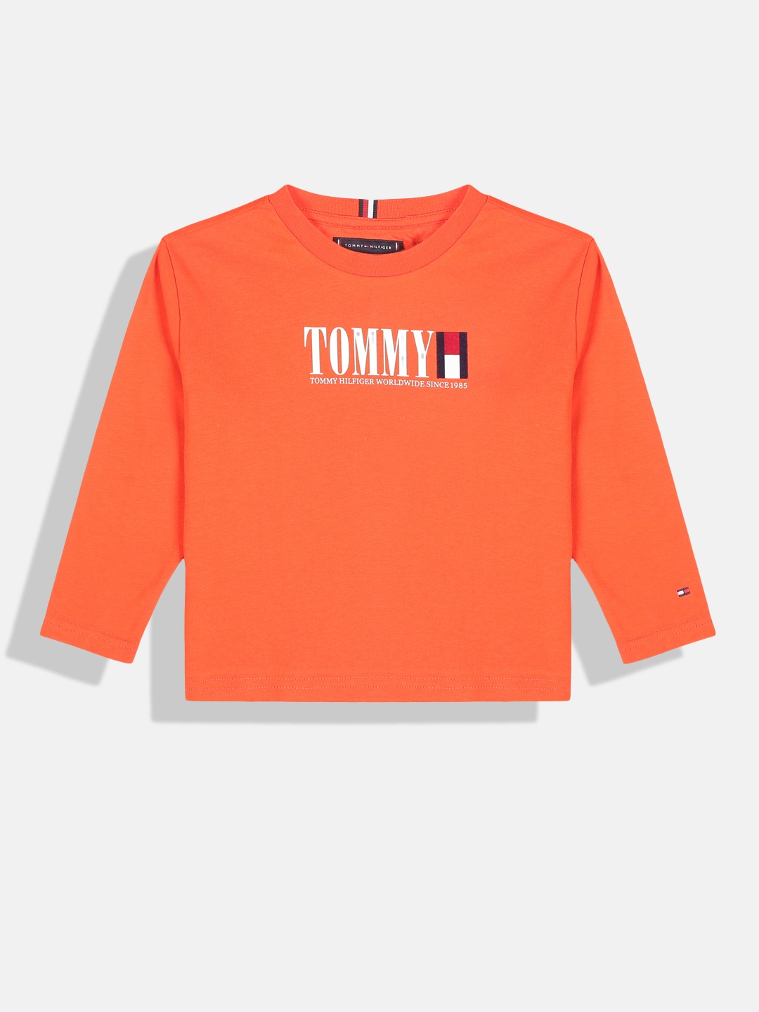 

Tommy Hilfiger Boys Orange Brand Logo Printed Pure Cotton T-shirt