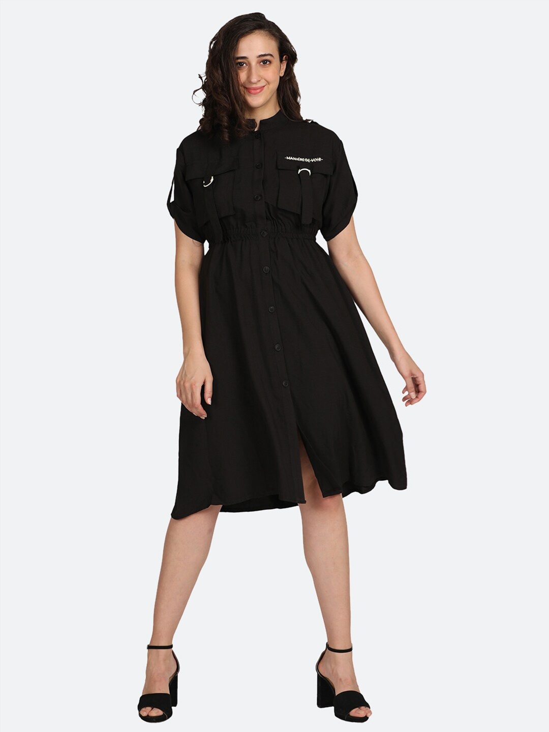 

BOLDMISS Black Shirt Dress