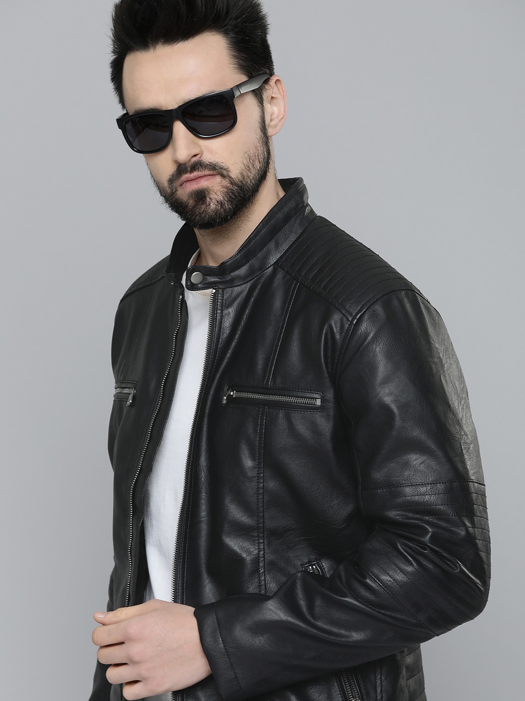 

Levis Men Black Solid Biker Jacket