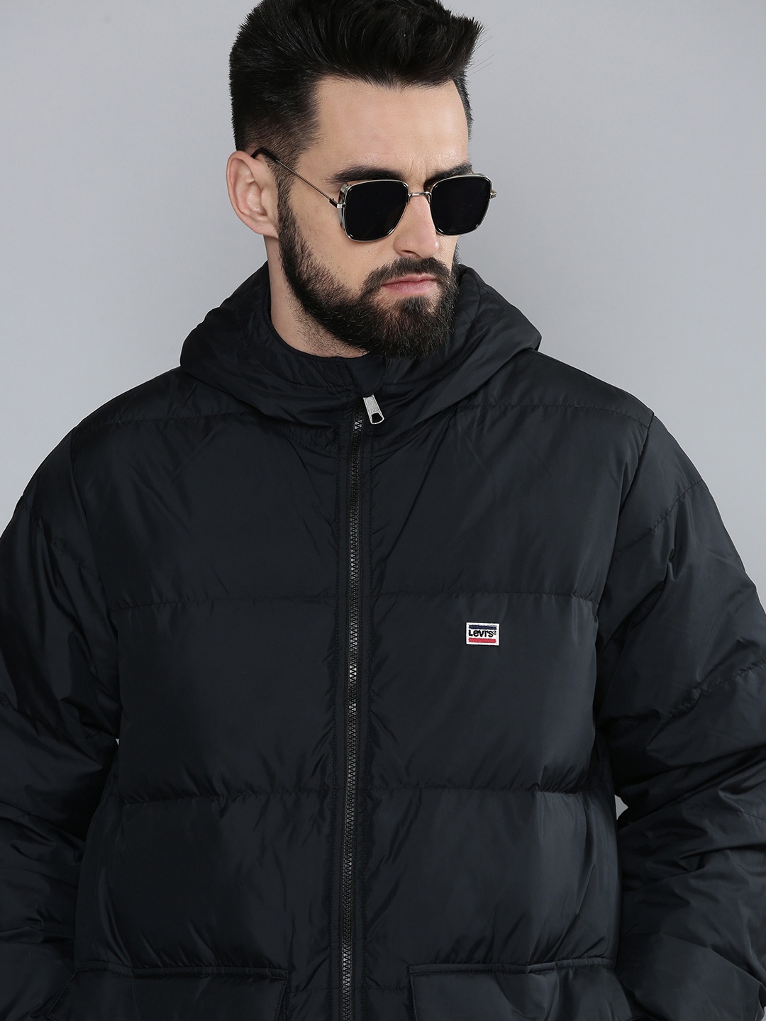 

Levis Men Black Solid Hooded Puffer Jacket