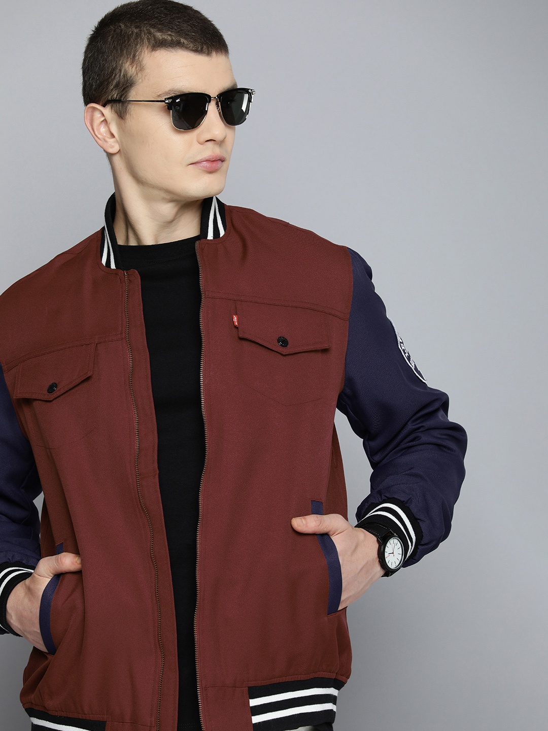 

Levis Stand Collar Varsity Jacket, Maroon