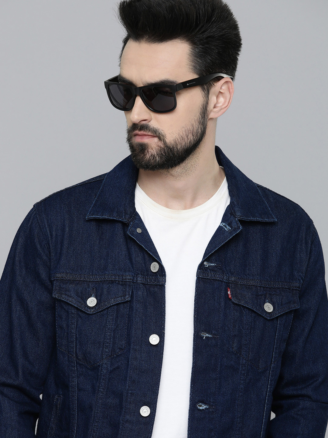 

Levis Men Blue Solid Denim Jacket