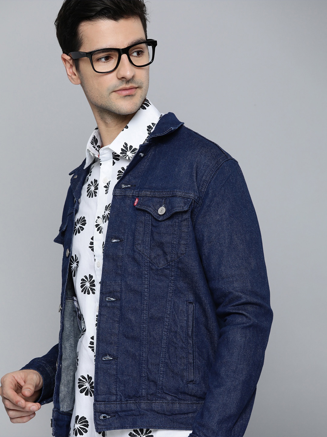 

Levis Men Indigo Blue Solid Denim Jacket with Pocket Detail