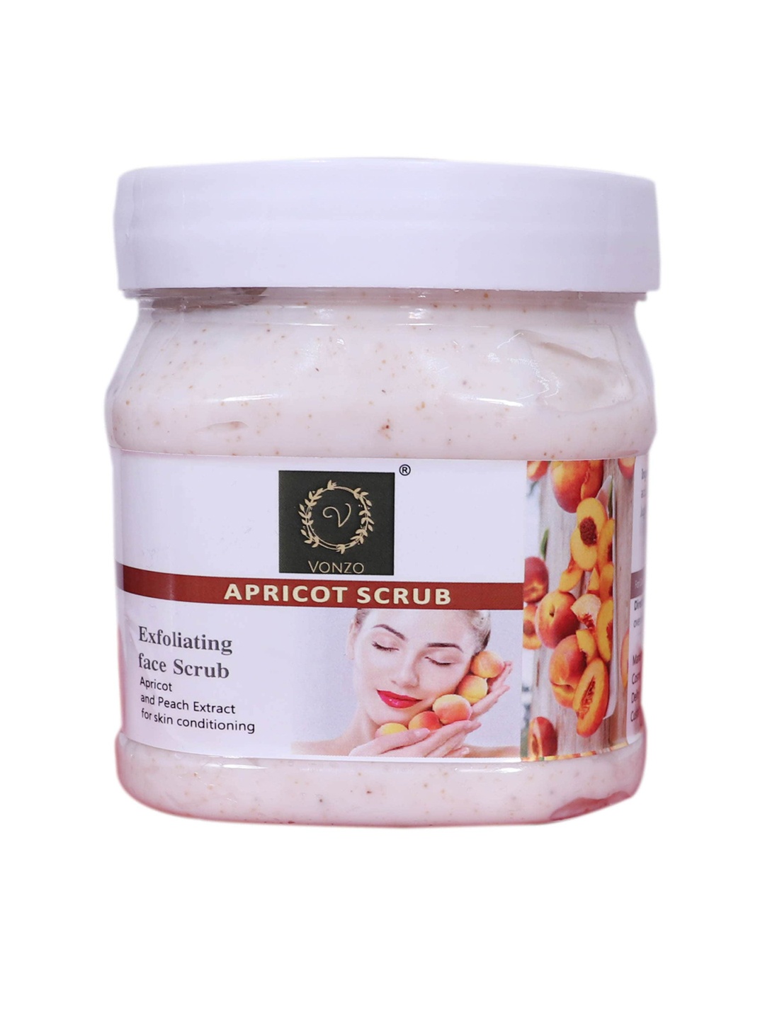 

VONZO Apricot Exfoliating Face Scrub with Peach Extract for Skin Conditioning - 200 ml, Beige