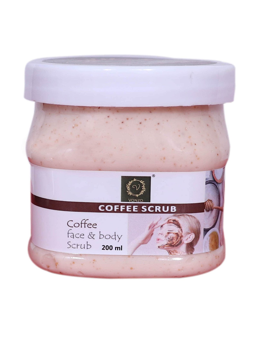 

VONZO Paraben Free Coffee Face & Body Scrub with Vitamin E - 200 ml, Pink