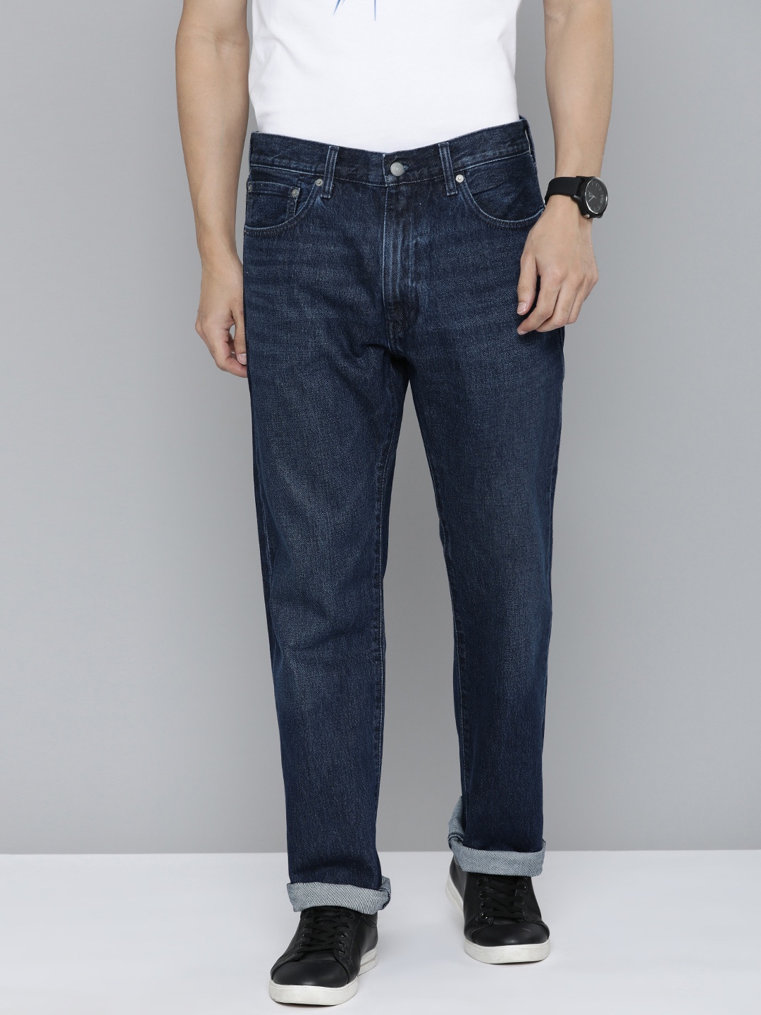 

Levis 551 Men Navy Blue Straight Fit Mid-Rise Clean Look Light Fade Pure Cotton Jeans