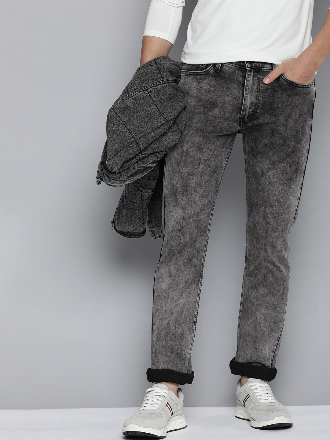 

Levis Men Black 511 Slim Fit Light Fade Acid Wash Stretchable Jeans