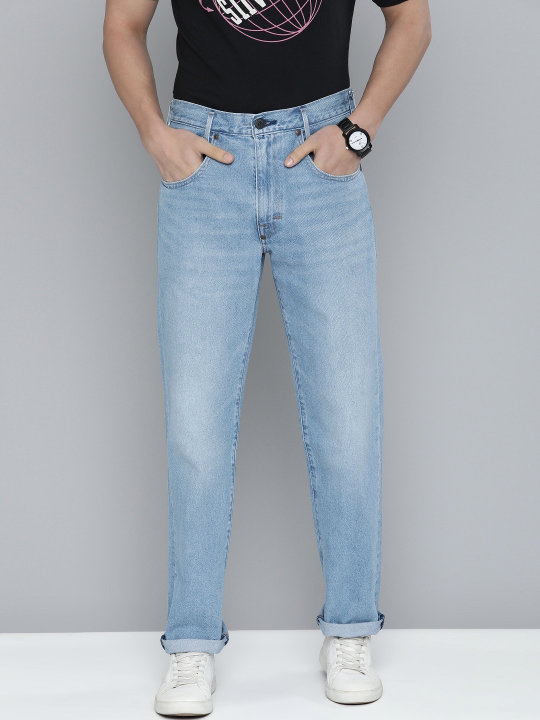 

Levis 550 Men Blue Relaxed Fit Mid-Rise Clean Look Light Fade Pure Cotton Jeans