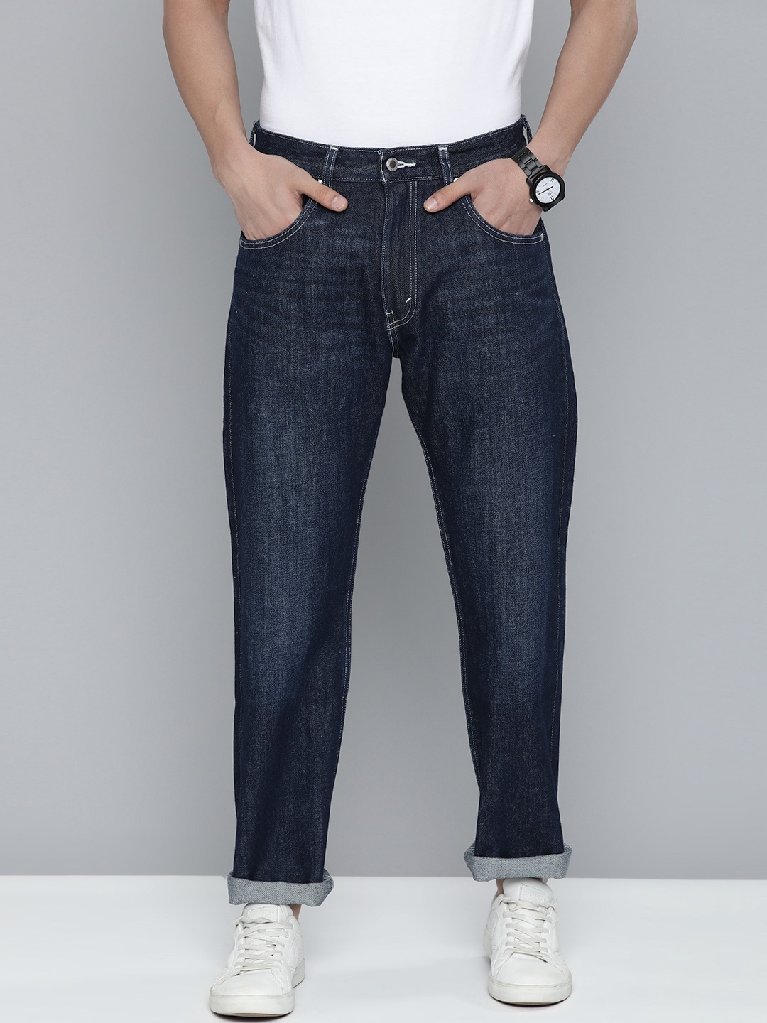 

Levis SilverTab Men Navy Blue Straight Fit Mid-Rise Light Fade Pure Cotton Jeans