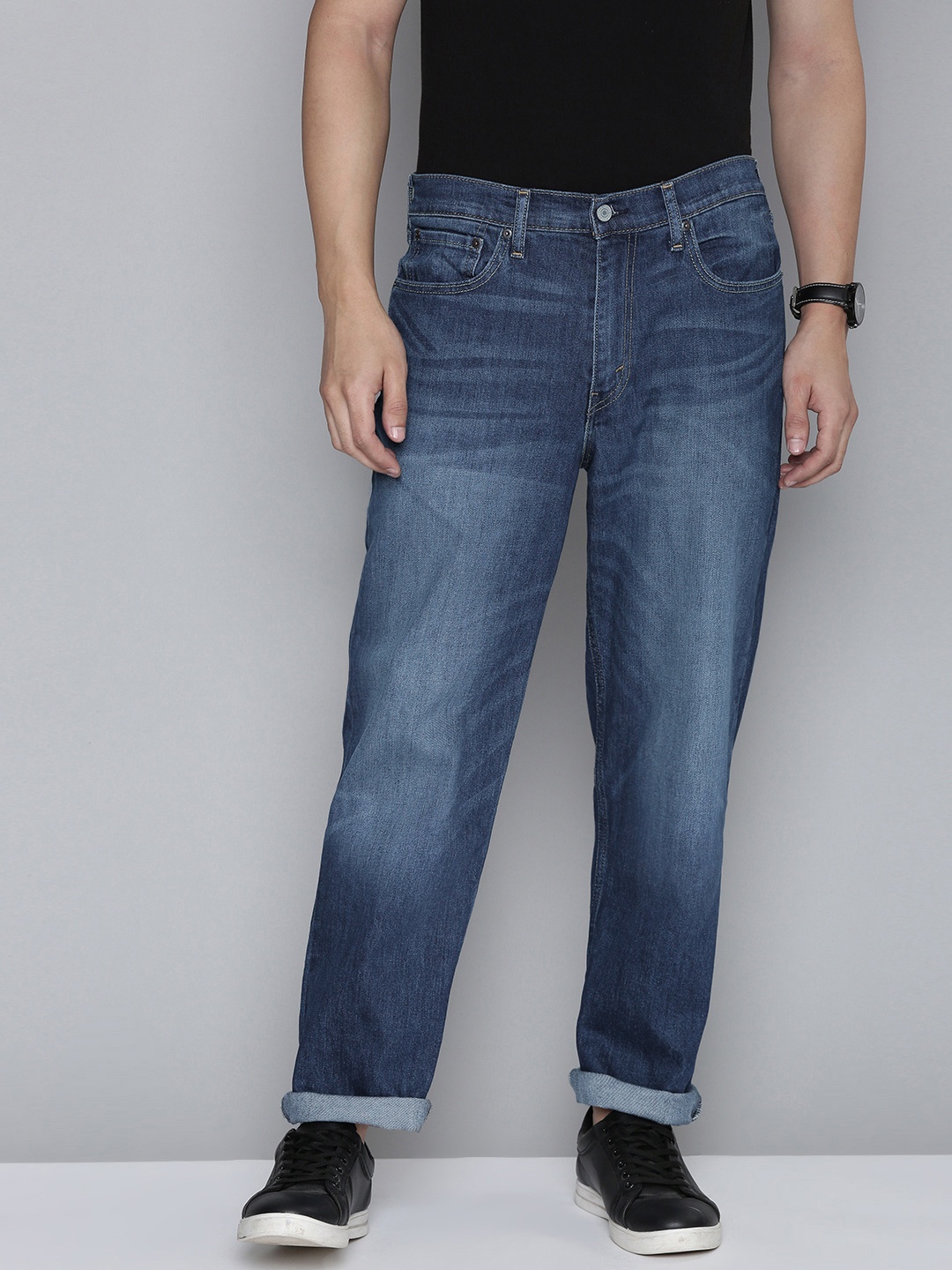 

Levis Men Blue 550 Relaxed Tapered Fit Heavy Fade Jeans