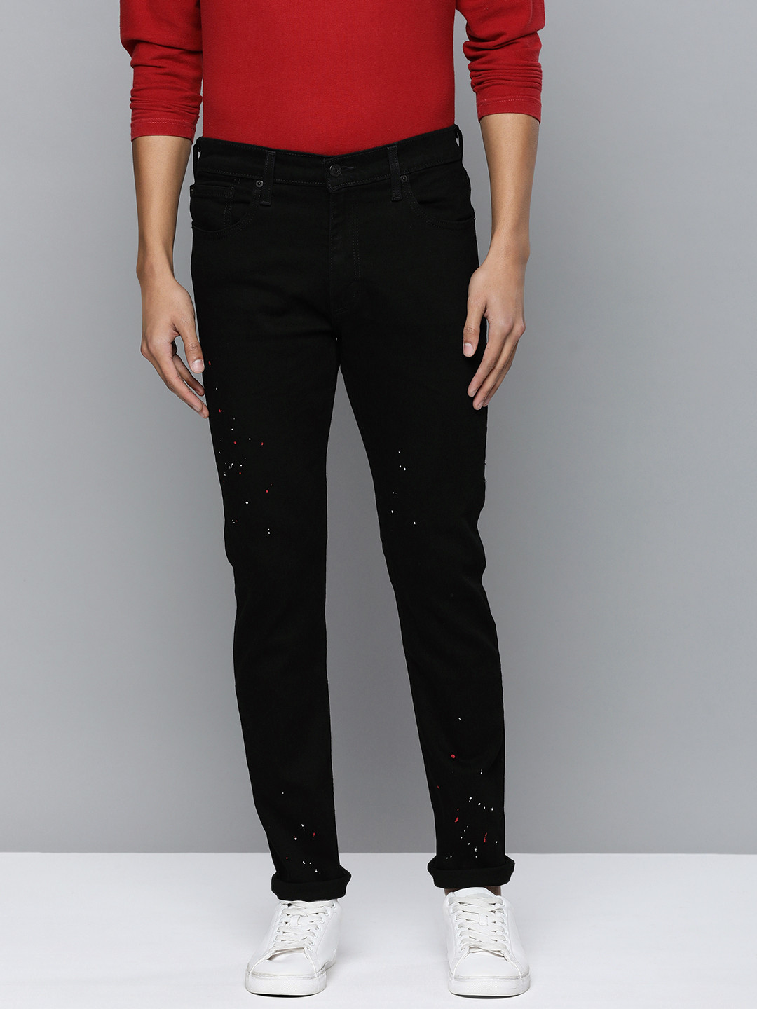 

Levis Men Black 512 Slim Fit Printed Mid-Rise Stretchable Jeans