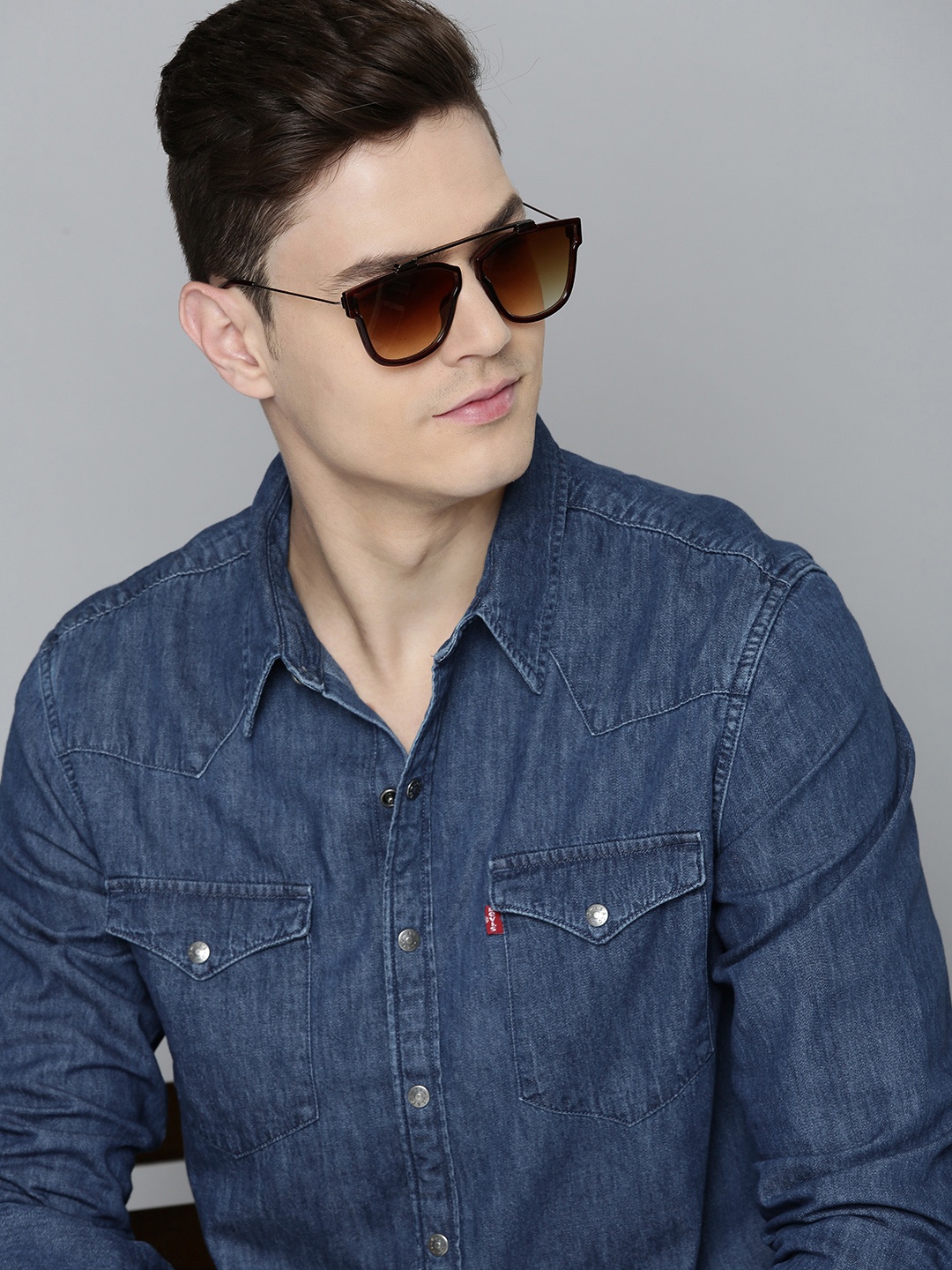 

Levis Men Blue Slim Fit Faded Pure Cotton Casual Denim Shirt