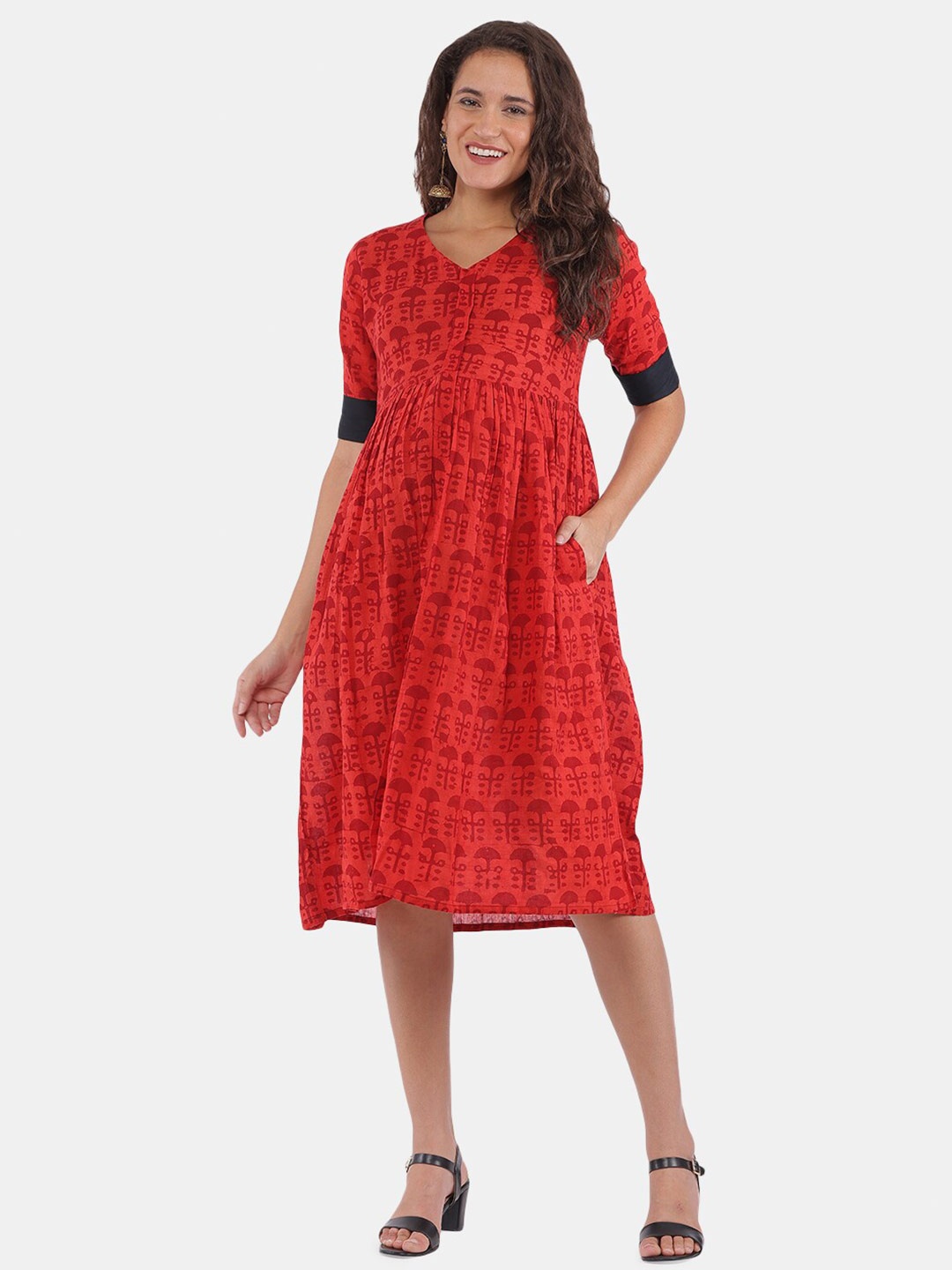 

The Mom Store Red Floral Maternity Dress