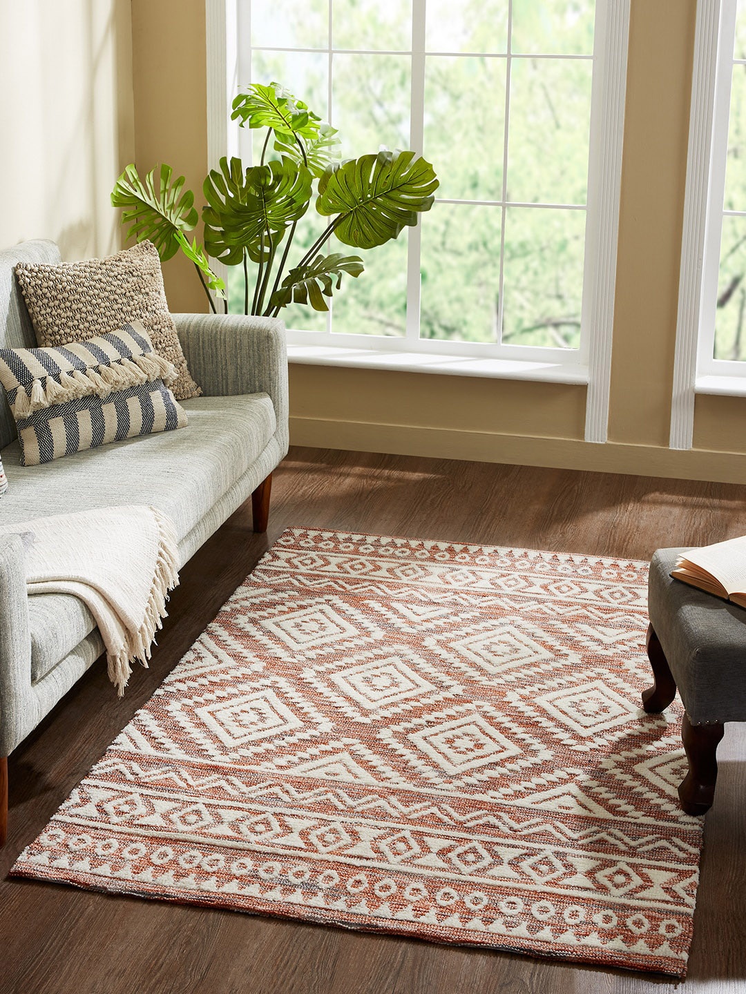 

Pano Beige & Brown Printed Rectangular Carpet