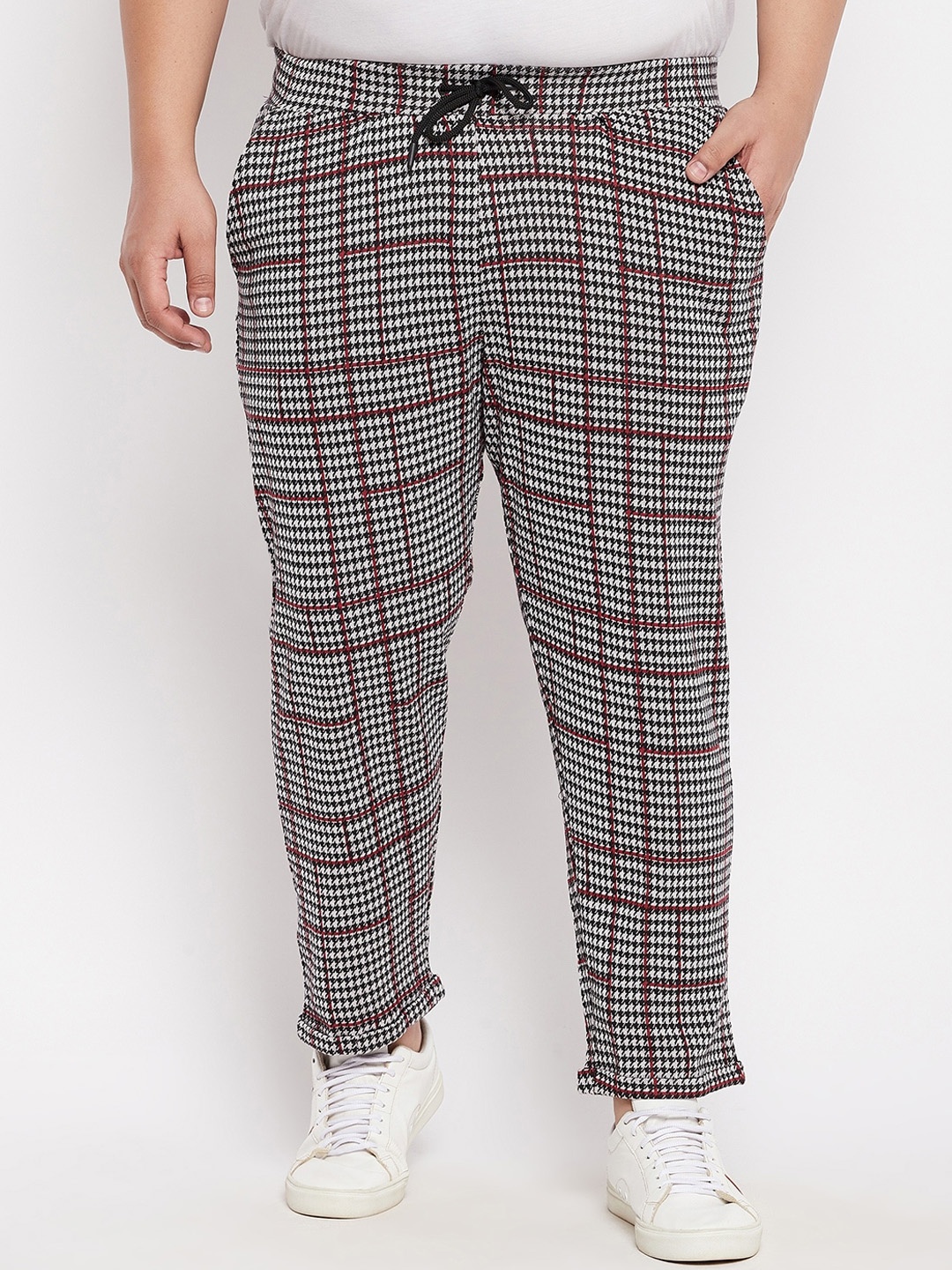 

AUSTIVO Men Grey Checked Cotton Track Pants