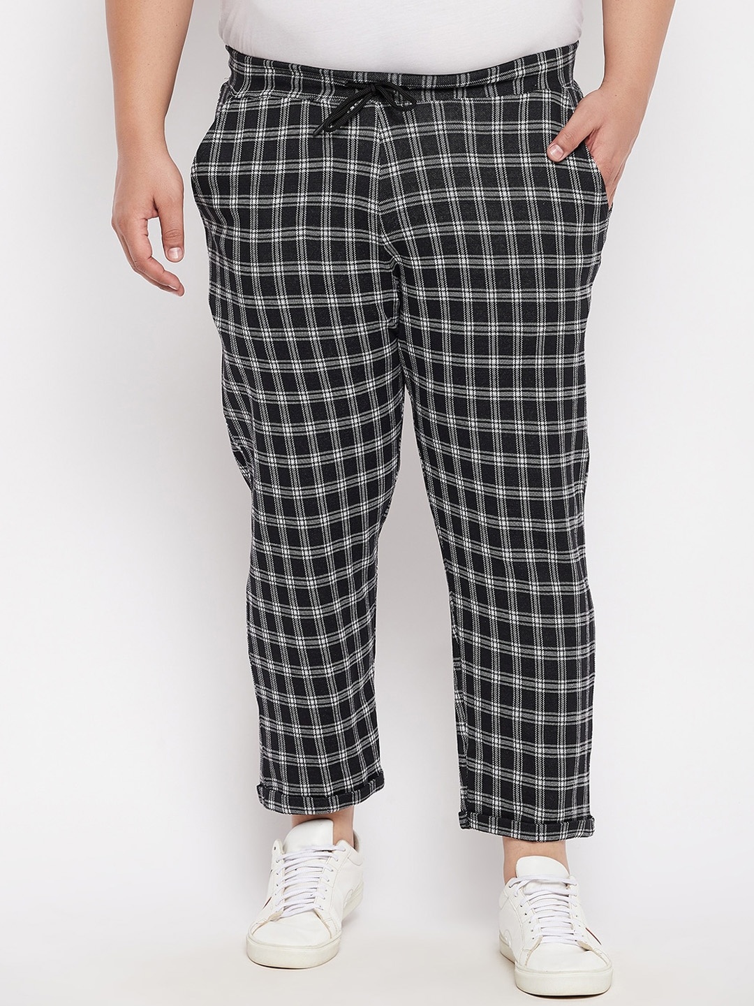 

AUSTIVO Men Black Checked Cotton Track Pants