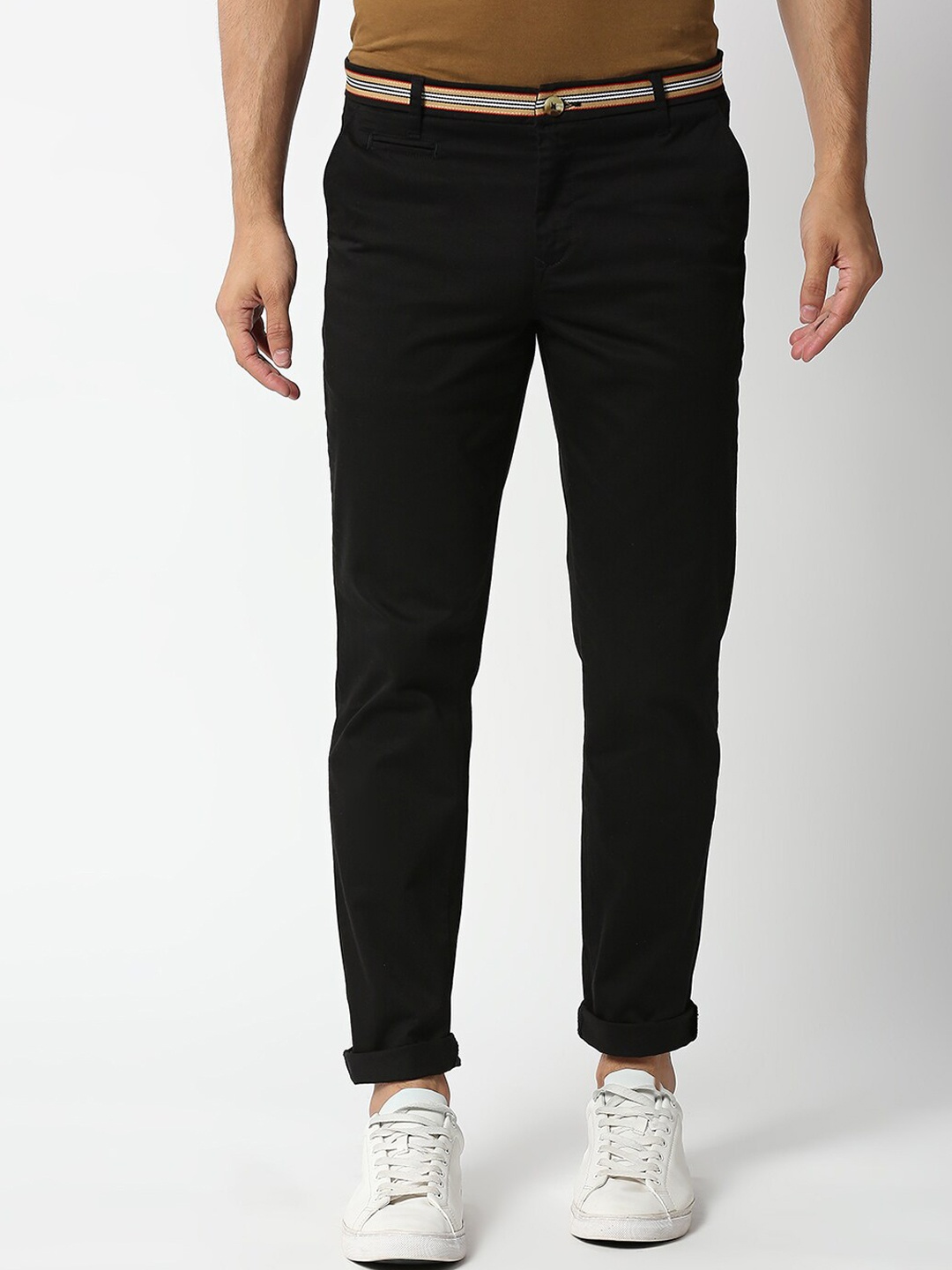 

Thomas Scott Men Black Slim Fit Cotton Chinos Trousers