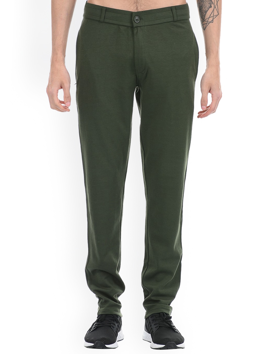 

ONEWAY Men Green Solid Cotton Track Pants