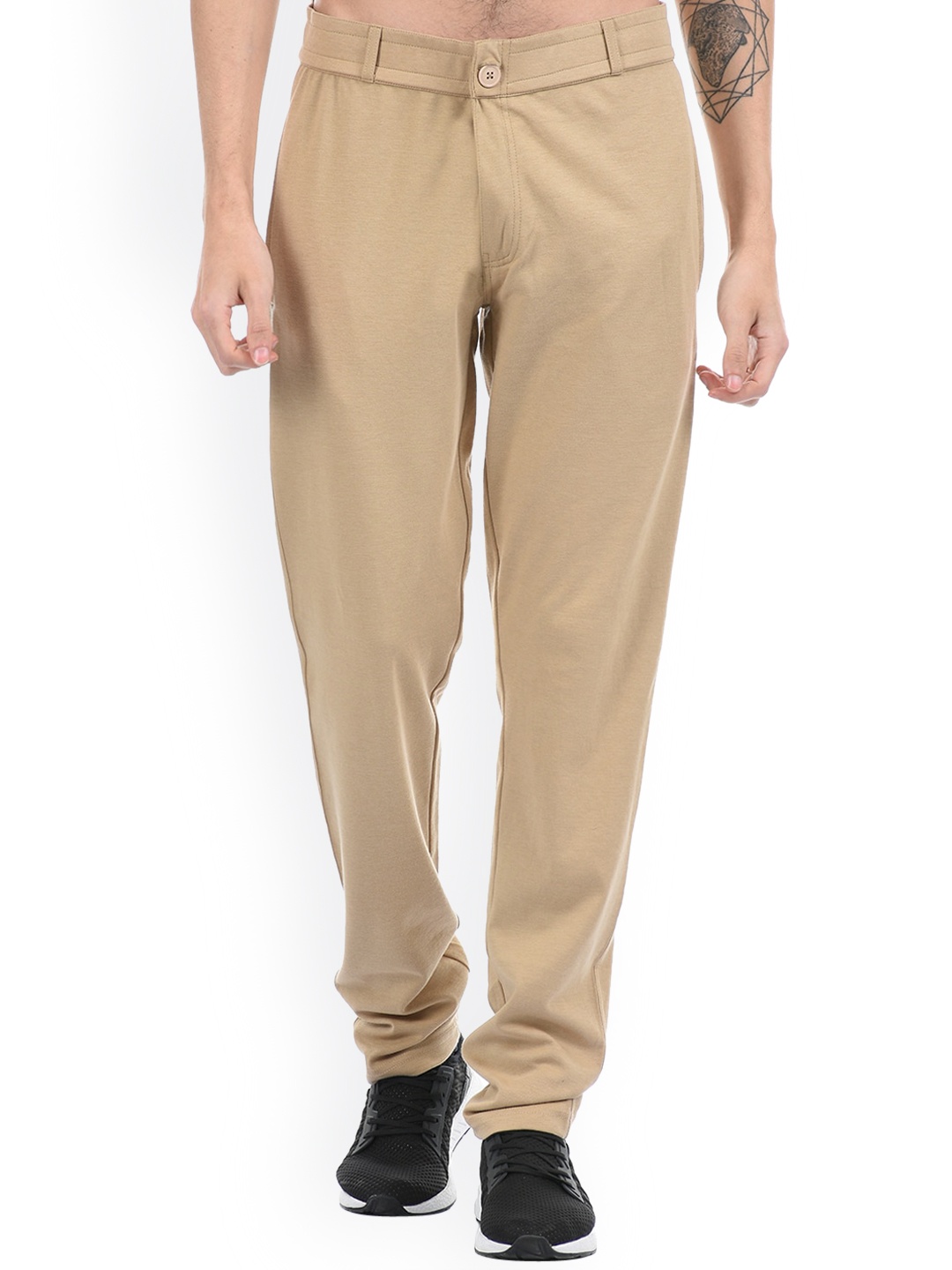 

ONEWAY Men Beige Solid Cotton Track Pant