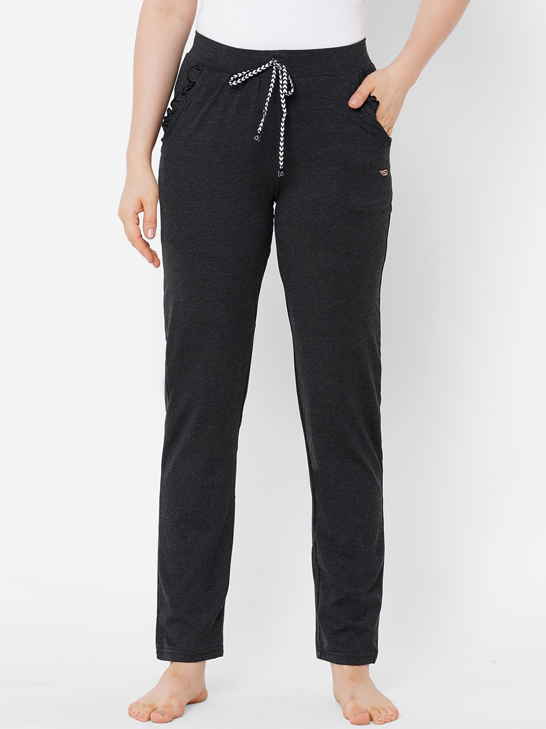 

Sweet Dreams Men Charcoal Grey Solid Cotton Lounge Pants