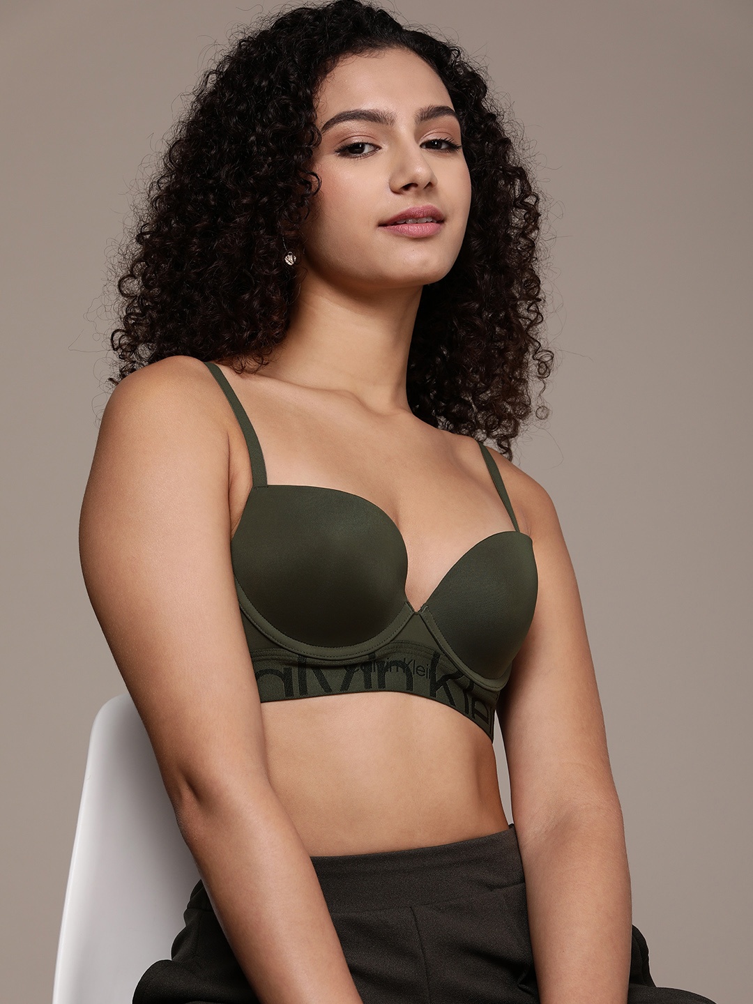 

Calvin Klein Underwear Women Green Bra Underwired Heavily Padded