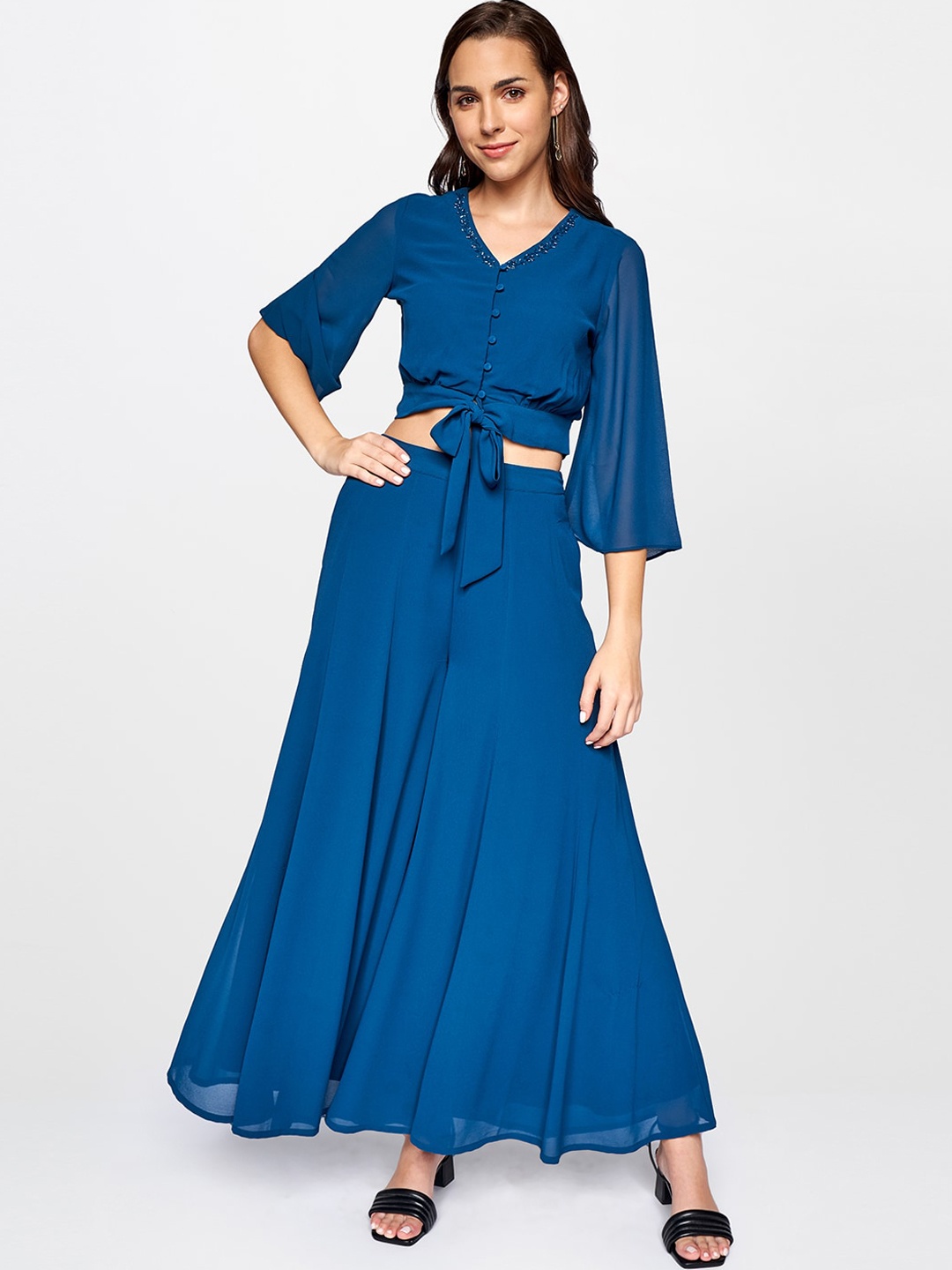 

AND Women Blue Top with Palazzos