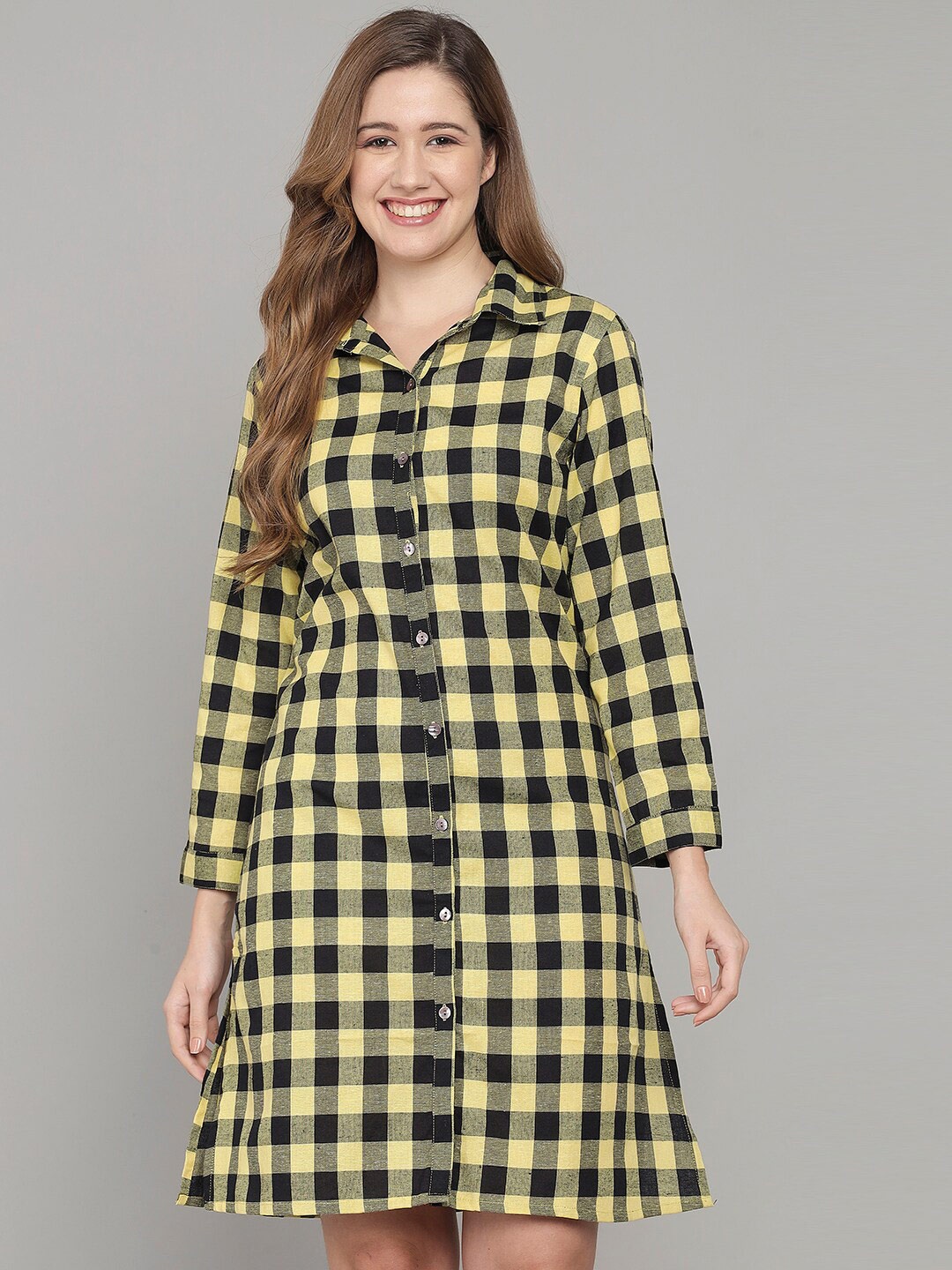 

Shararat Yellow Checked Nightdress