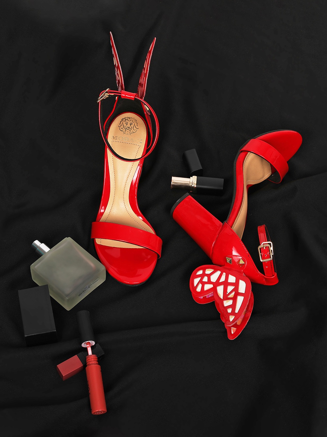 

MODA-X Red Embellished Party Block Sandals