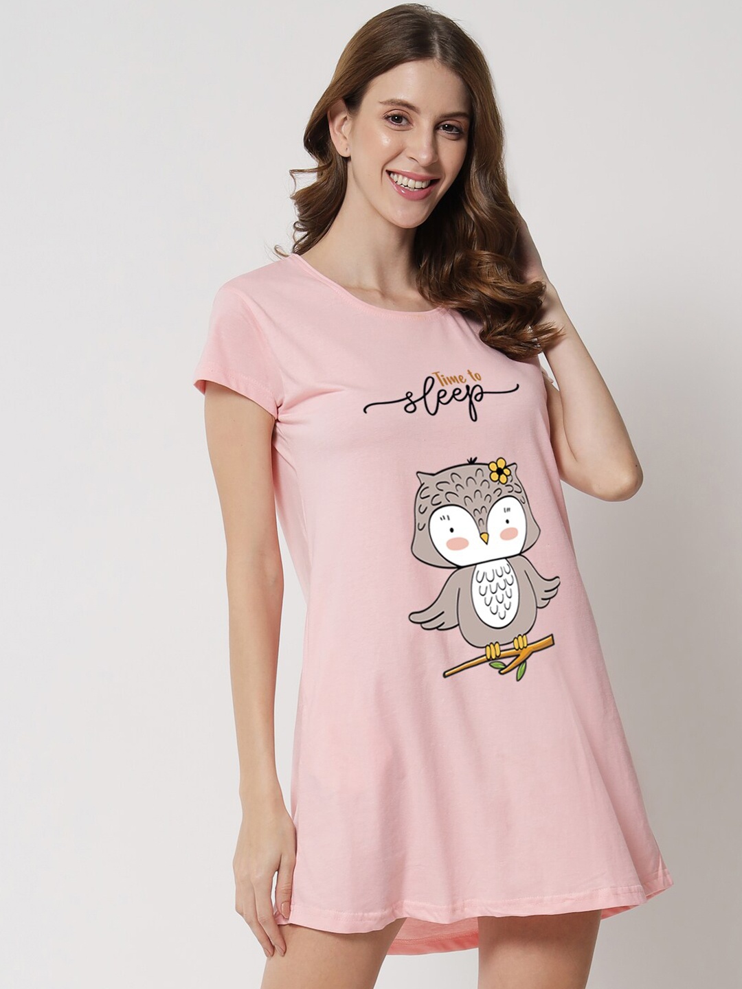 

FFLIRTYGO Pink Printed Nightdress