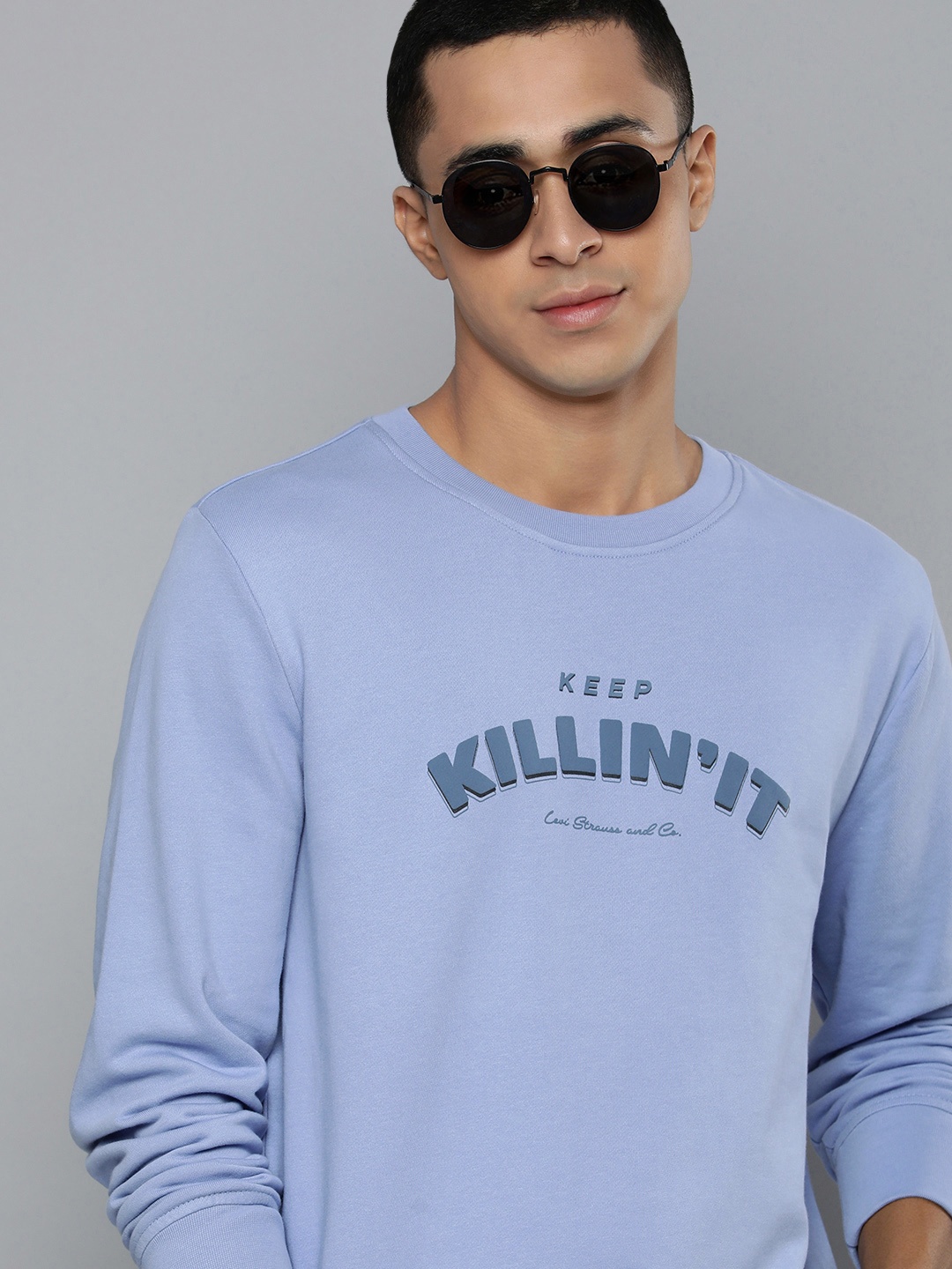 

Levis Men Blue Printed Pure Cotton Sweatshirt