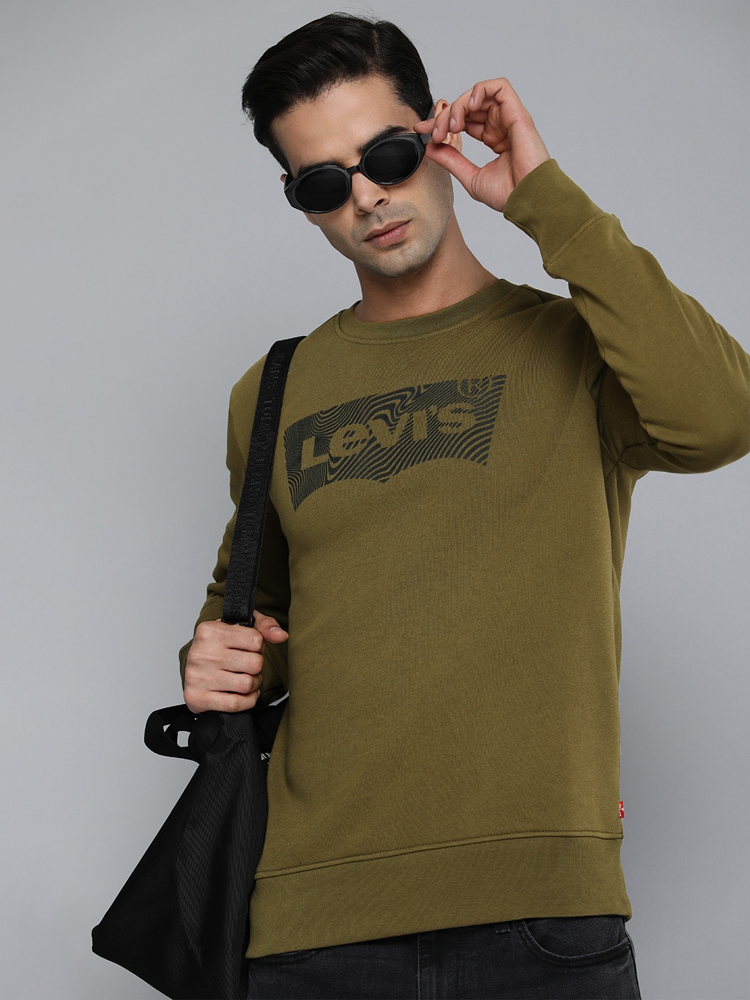 

Levis Men Olive Green Brand Logo Printed Pullover Sweatshirt