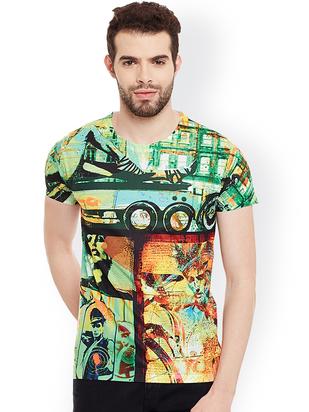 

Wear Your Mind Men Multicoloured Printed Round Neck T-shirt, Multi