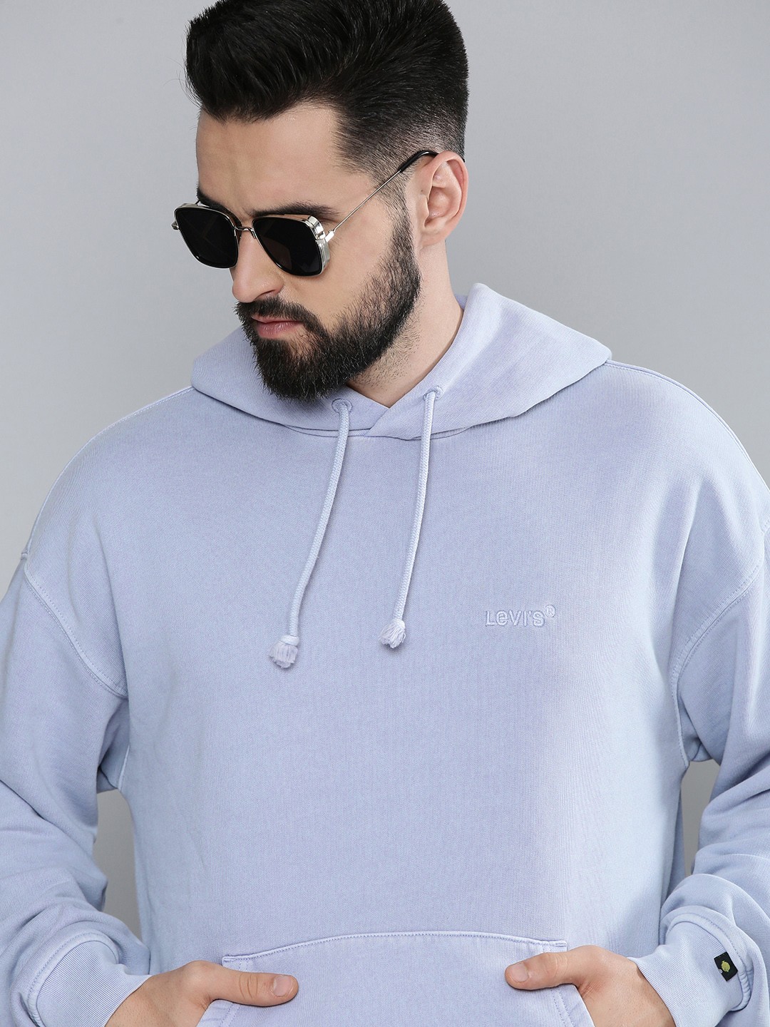 

Levis Men Grey Hooded Pure Cotton Sweatshirt