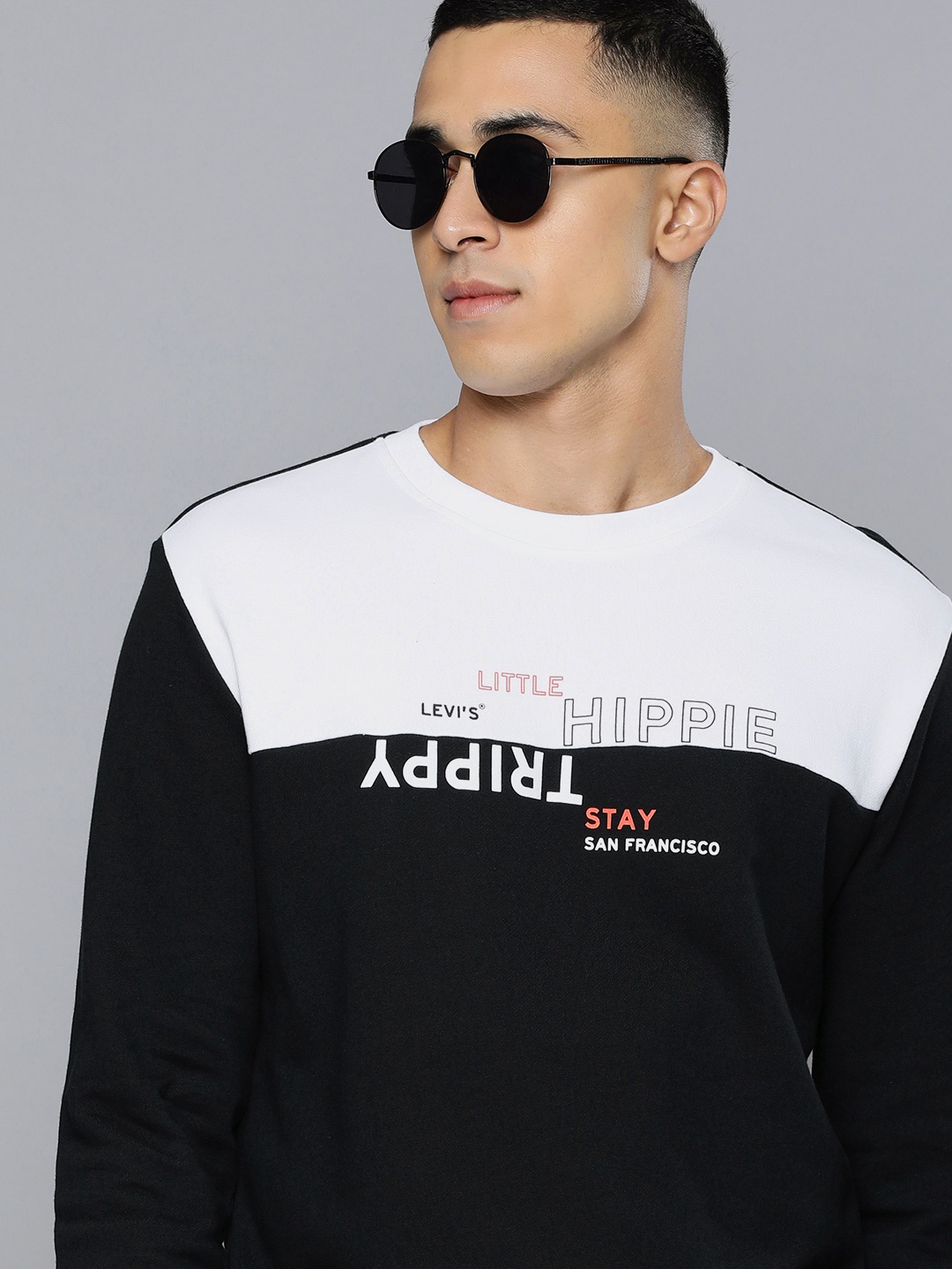 

Levis Men Black & White Colourblocked Pure Cotton Sweatshirt
