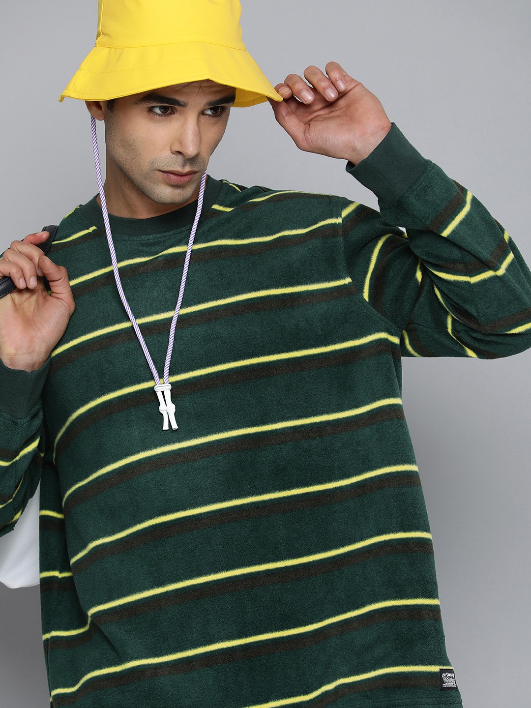 

Levis Men Green Striped Pullover Sweatshirt